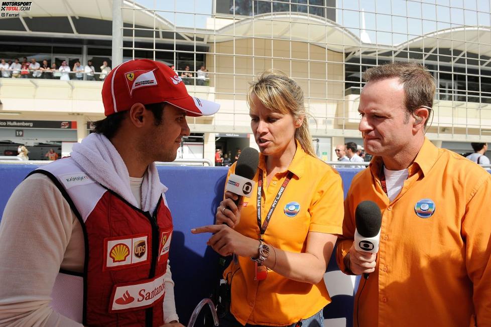 Fernando Alonso (Ferrari) mit Rubens Barrichello