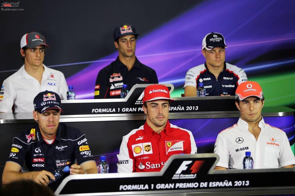 Esteban Gutierrez, Daniel Ricciardo, Valtteri Bottas, Sebastian Vettel, Fernando Alonso und Sergio Perez