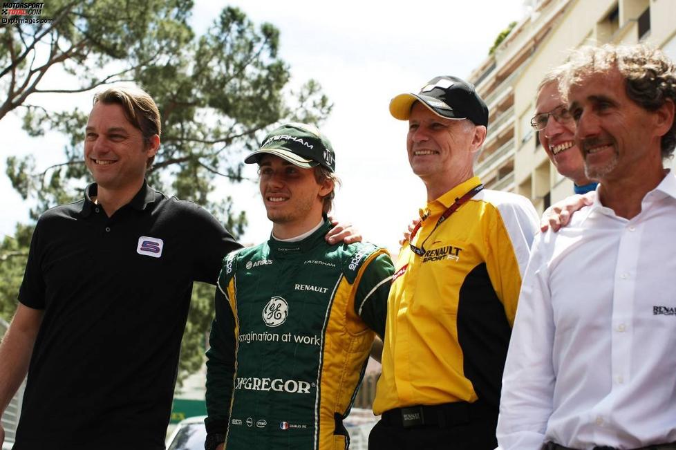 Charles Pic (Caterham), Carlos Tavares (Renault) und Alain Prost 