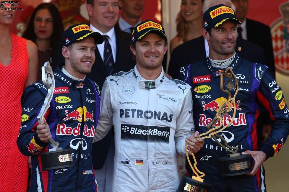Nico Rosberg (Mercedes), Sebastian Vettel (Red Bull) und Mark Webber (Red Bull) 