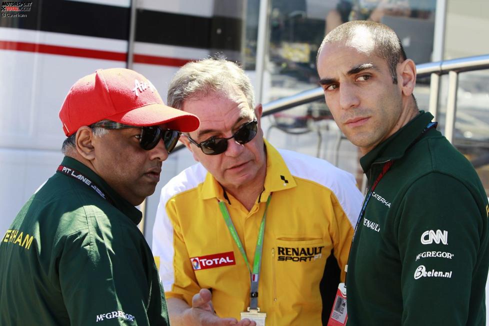 Tony Fernandes (Caterham), Bernard Rey (Renault) und Cyril Abiteboul (Caterham)