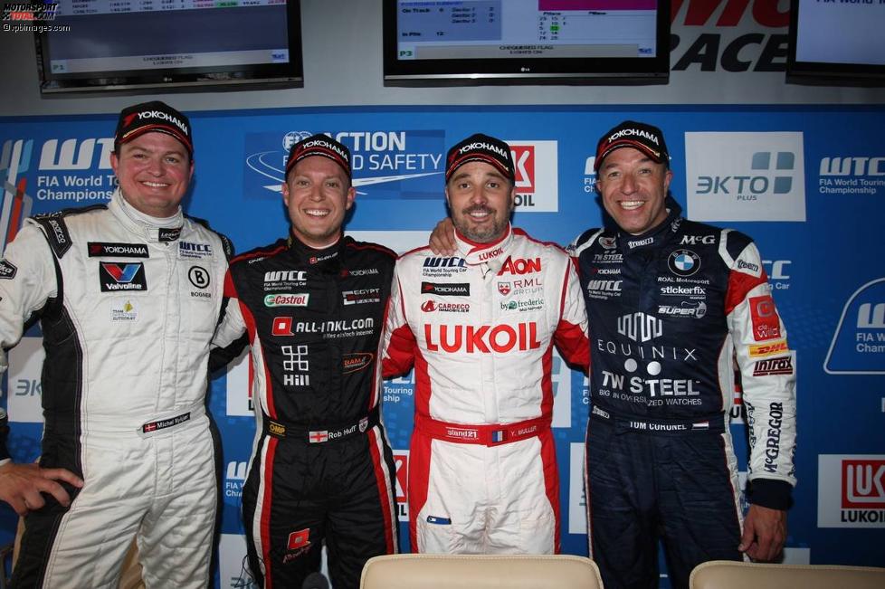 Michel Nykjaer (Nika-Chevrolet), Robert Huff (Münnich-SEAT), Yvan Muller (RML-Chevrolet) und Tom Coronel (ROAL-BMW) 