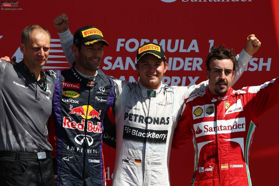 Nico Rosberg (Mercedes) gewinnt in Silveronst vor Mark Webber (Red Bull) und Fernando Alonso (Ferrari) 