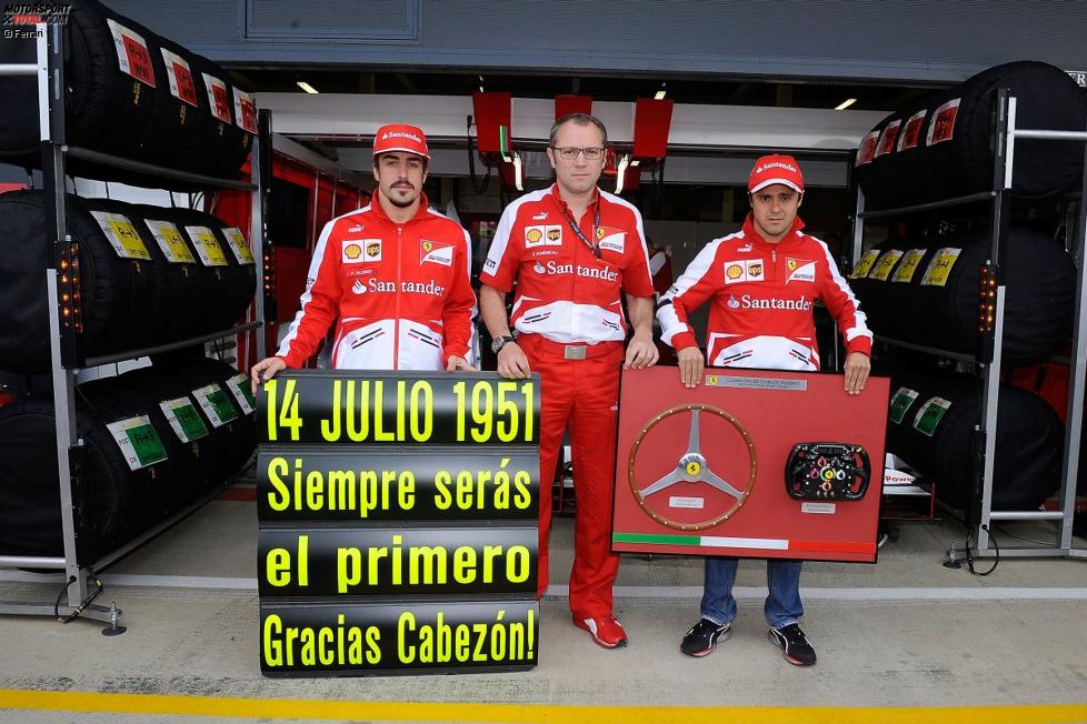 Fernando Alonso, Stefano Domenicali und Felipe Massa (Ferrari) 