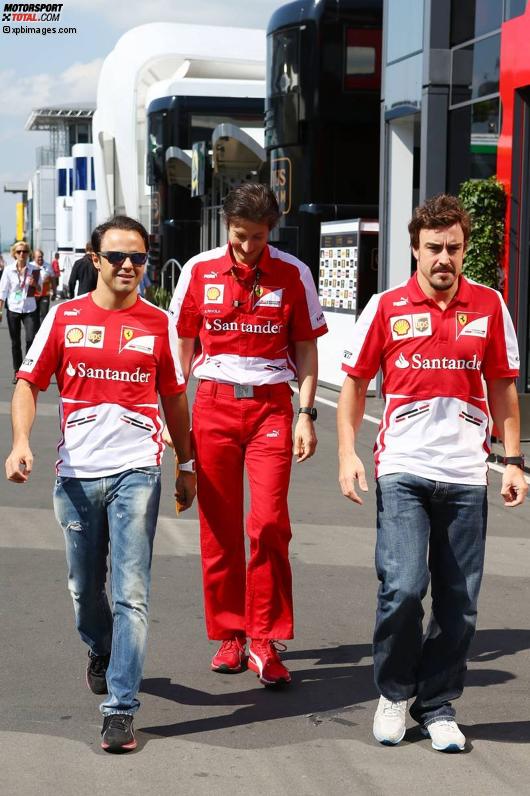 Felipe Massa, Massimo Rivola und Fernando Alonso (Ferrari) 