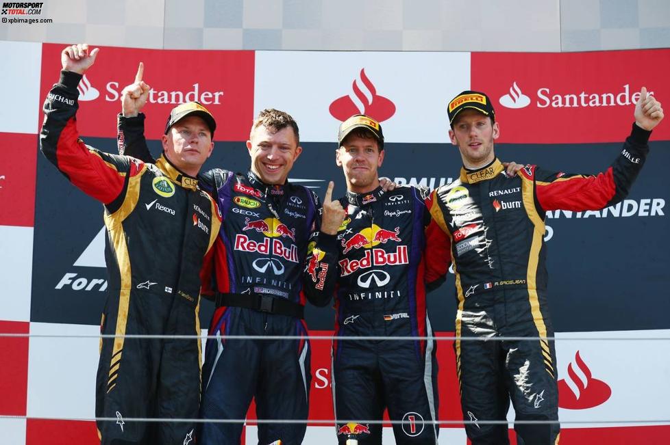 Sebastian Vettel (Red Bull) gewinnt in der Eifel vor  Kimi Räikkönen (Lotus) und Romain Grosjean (Lotus) 