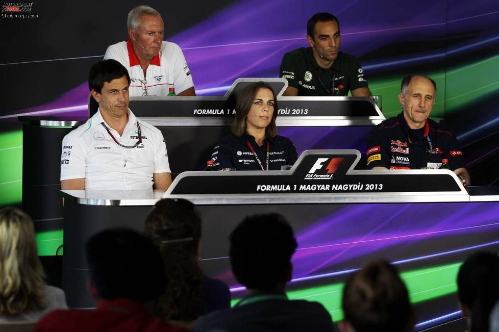 John Booth, Cyril Abiteboul, Toto Wolff, Claire Williams und Franz Tost 