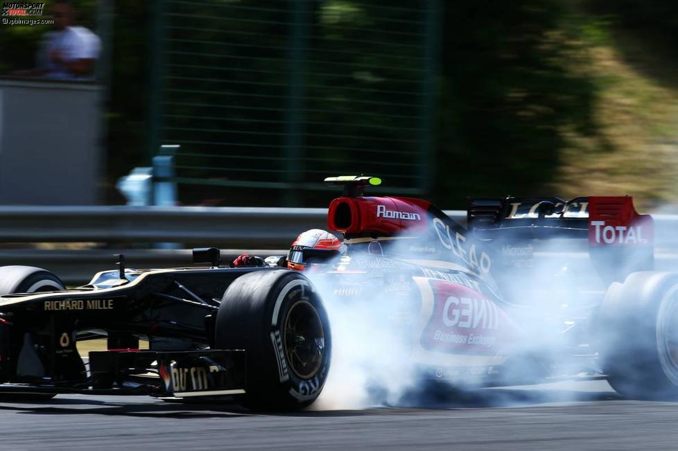 Da stand Romain Grosjean (Lotus) etwas zu spät und stark auf der Bremse...