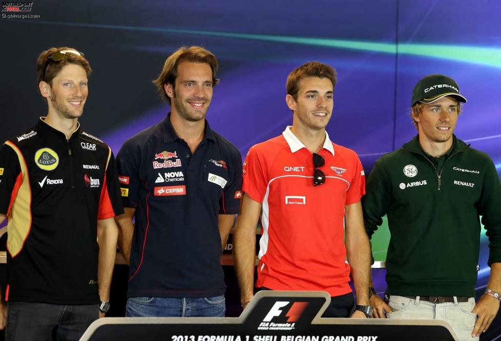 Romain Grosjean (Lotus), Jean-Eric Vergne (Toro Rosso), Jules Bianchi (Marussia) und Charles Pic (Caterham) 