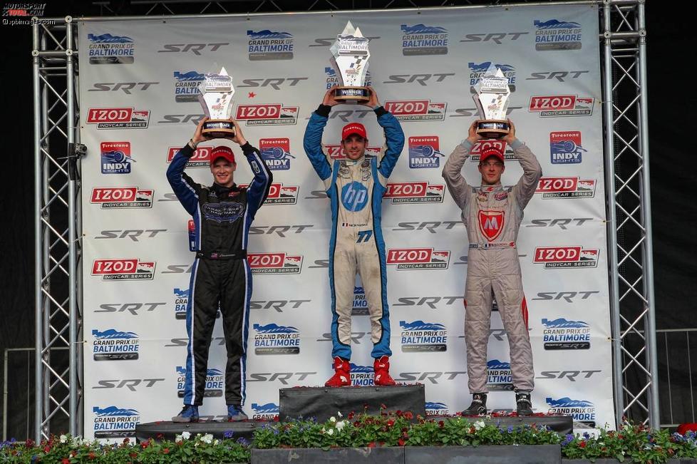 Das Podium in Baltimore: Simon Pagenaud, Josef und Sebastien Bourdais