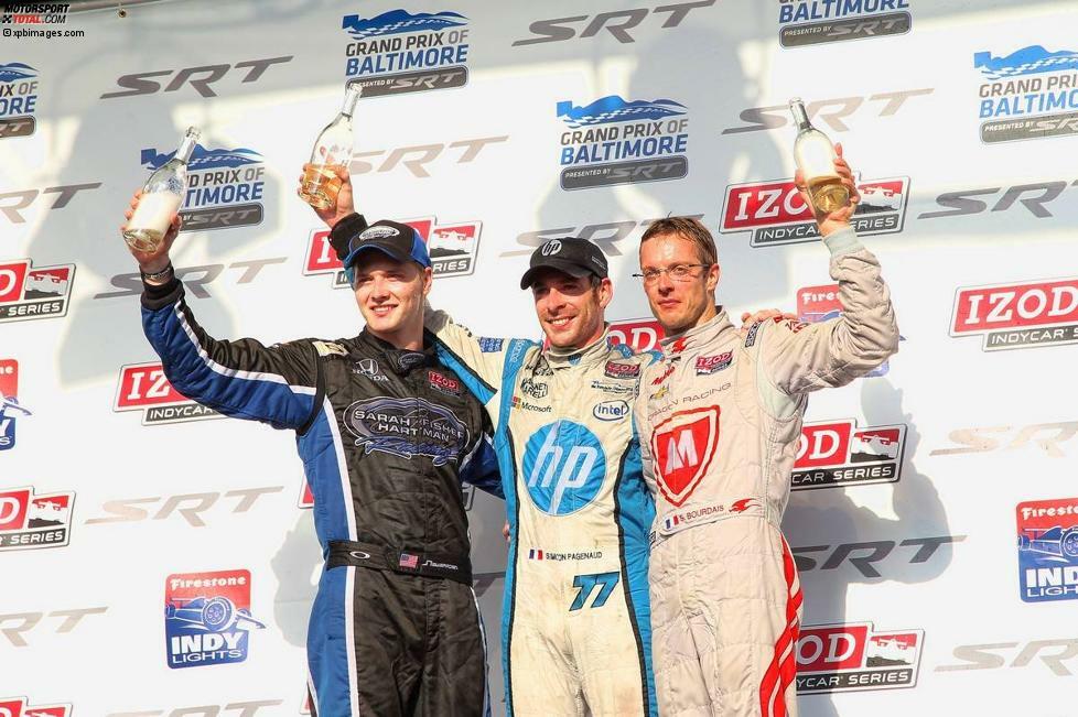 Das Podium in Baltimore: Simon Pagenaud, Josef und Sebastien Bourdais