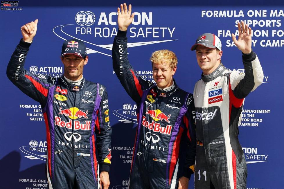 Mark Webber (Red Bull), Sebastian Vettel (Red Bull) und Nico Hülkenberg (Sauber) 