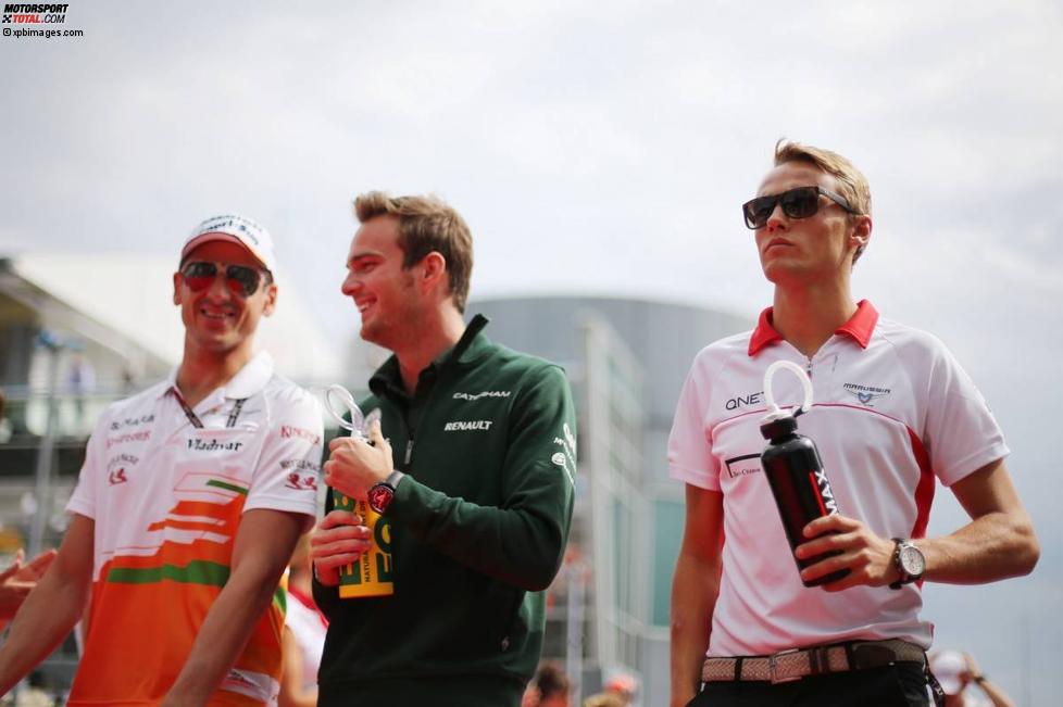 Adrian Sutil (Force India), Giedo van der Garde (Caterham) und Max Chilton (Marussia) 