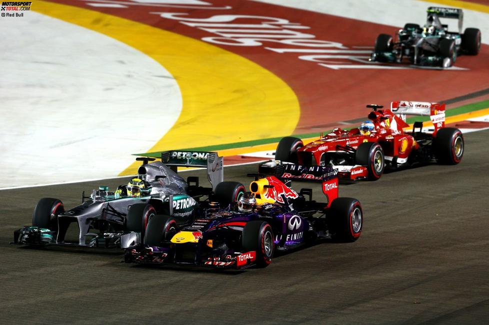 Sebastian Vettel (Red Bull), Nico Rosberg (Mercedes) und Fernando Alonso (Ferrari) 
