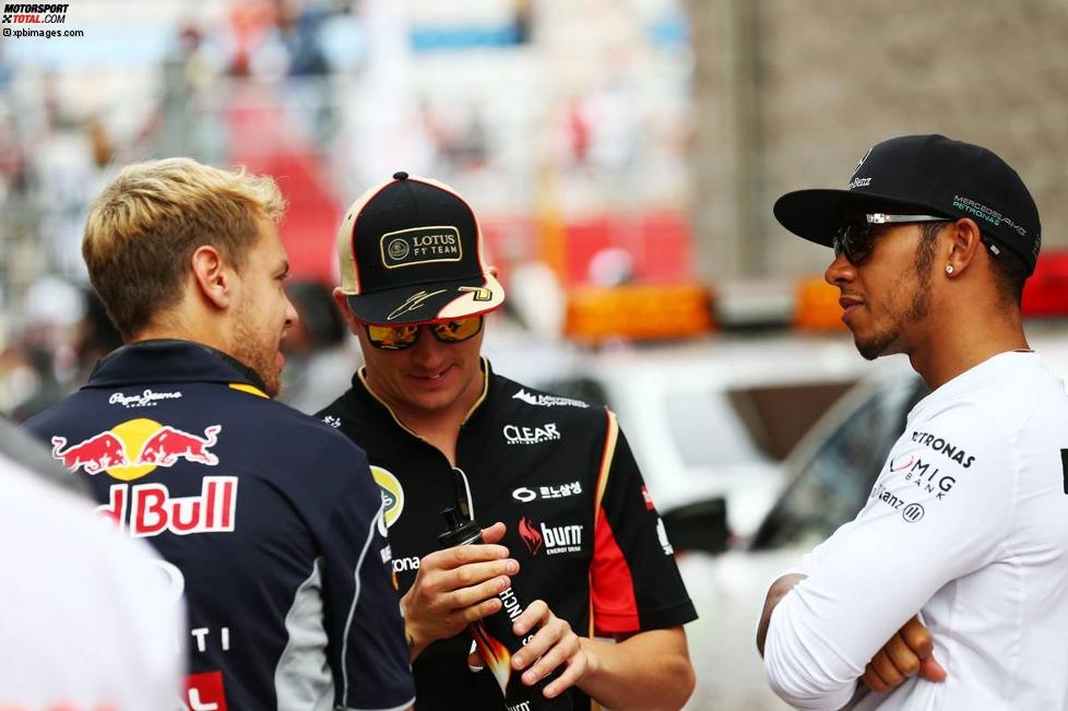 Sebastian Vettel (Red Bull), Lewis Hamilton (Mercedes) und Kimi Räikkönen (Lotus) 