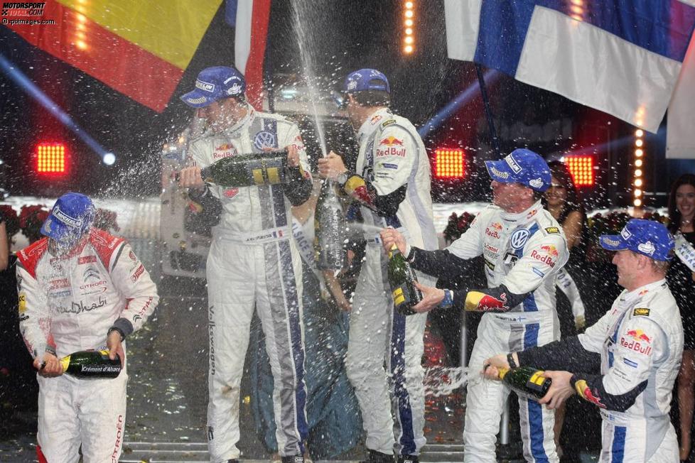 Sebastien Loeb (Citroen), Daniel Sordo (Citroen) und Jari-Matti Latvala (Volkswagen) 