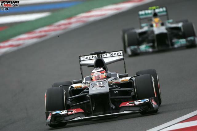 Nico Hülkenberg wehrte sich in Südkorea bis zum Ende gegen den überlegenen Mercedes von Lewis Hamilton.