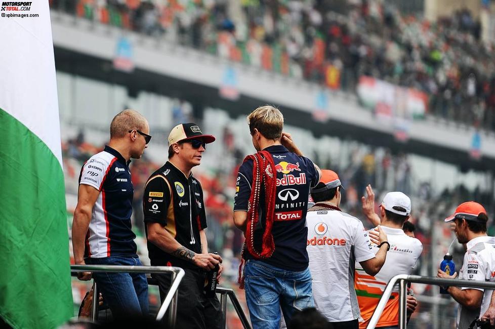 Valtteri Bottas (Williams), Sebastian Vettel (Red Bull) und Kimi Räikkönen (Lotus) 