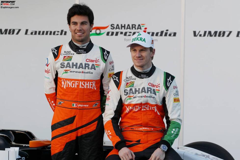 Sergio Perez (Force India) und Nico Hülkenberg (Force India) 
