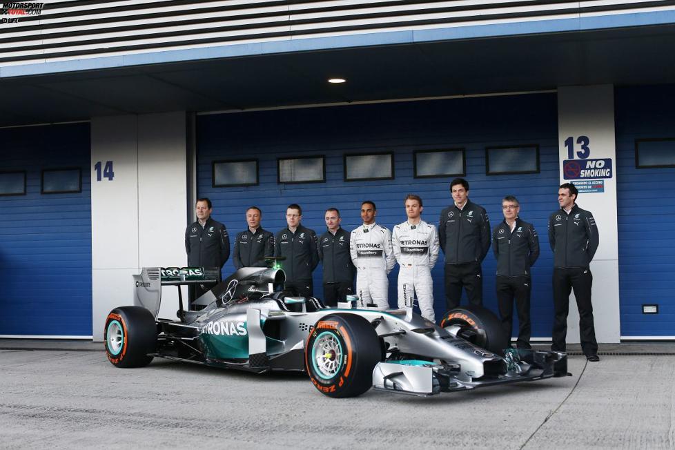 Lewis Hamilton (Mercedes), Nico Rosberg (Mercedes) und Toto Wolff 