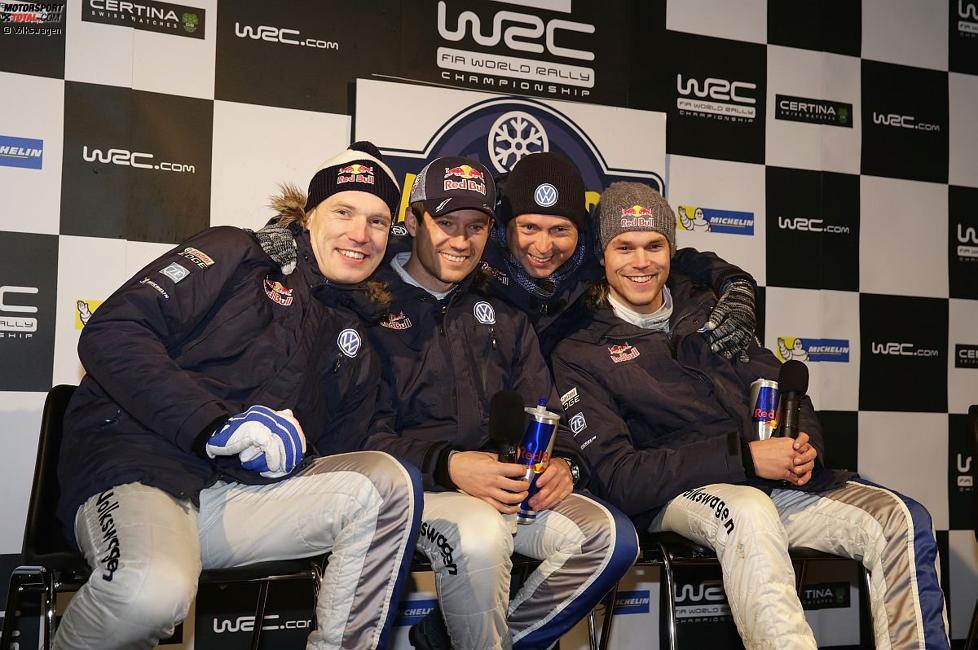 Jari-Matti Latvala, Sebastien Ogier und Andreas Mikkelsen 