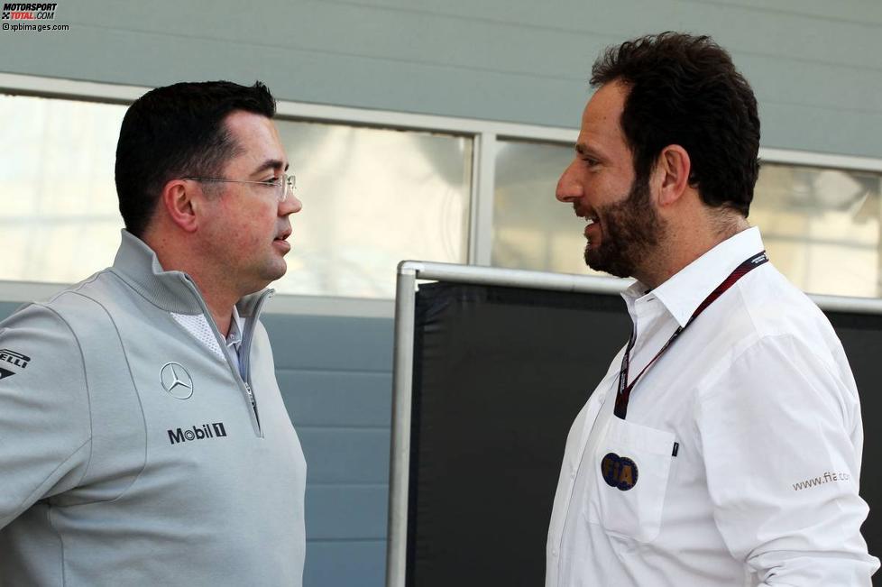 Eric Boullier (McLaren) und Matteo Bonciani (FIA)