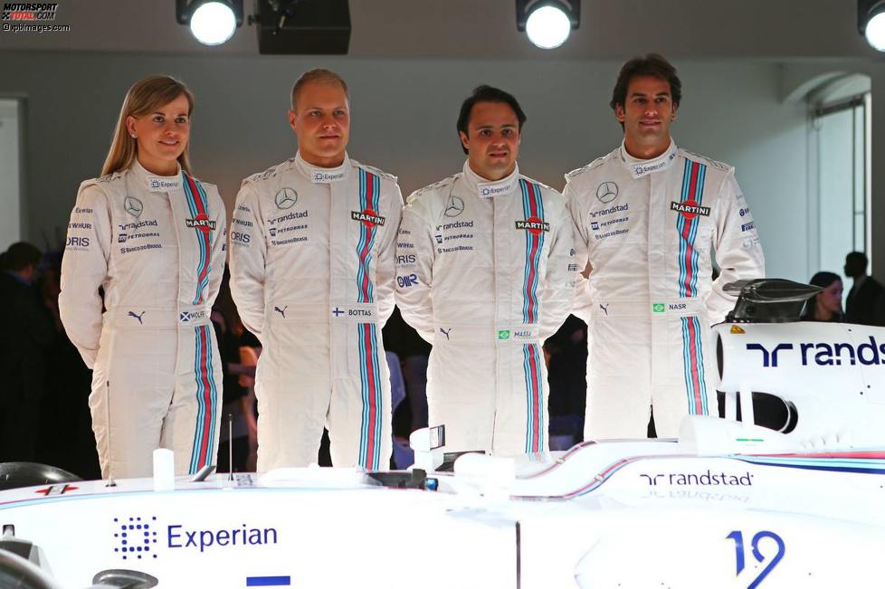 Susie Wolff, Valtteri Bottas (Williams), Felipe Massa (Williams) und Felipe Nasr 