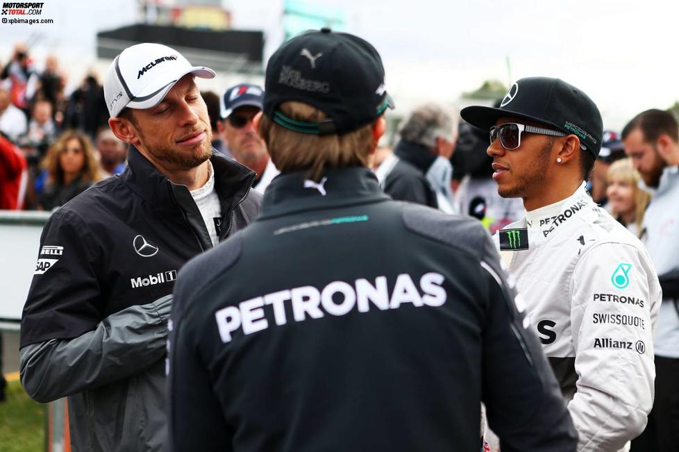 Jenson Button (McLaren), Nico Rosberg (Mercedes) und Lewis Hamilton (Mercedes) 
