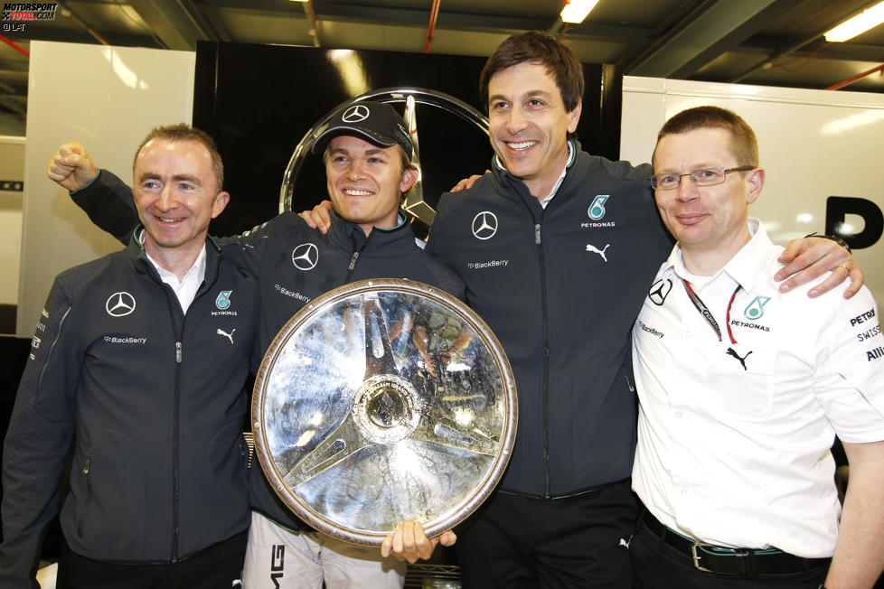 Paddy Lowe, Nico Rosberg (Mercedes), Toto Wolff und Andy Cowell