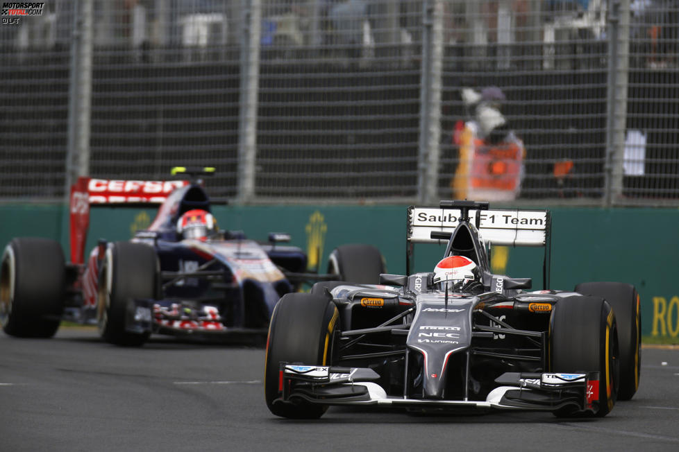 Adrian Sutil (Sauber) und Daniil Kwjat (Toro Rosso) 