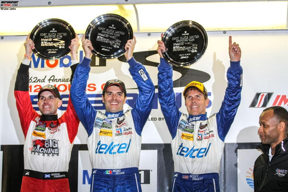 Marino Franchitti, Memo Rojas und Scott Pruett bejubeln den ersten Sebring-Sieg des Ganassi-Teams