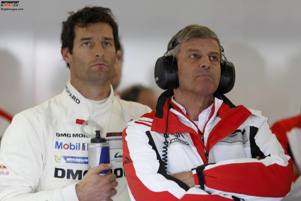 Mark Webber und Fritz Enzinger (Porsche) 