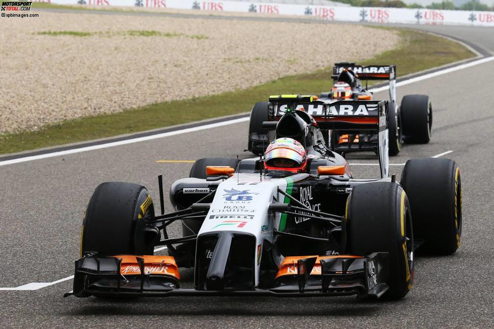 Sergio Perez (Force India) und Nico Hülkenberg (Force India) 