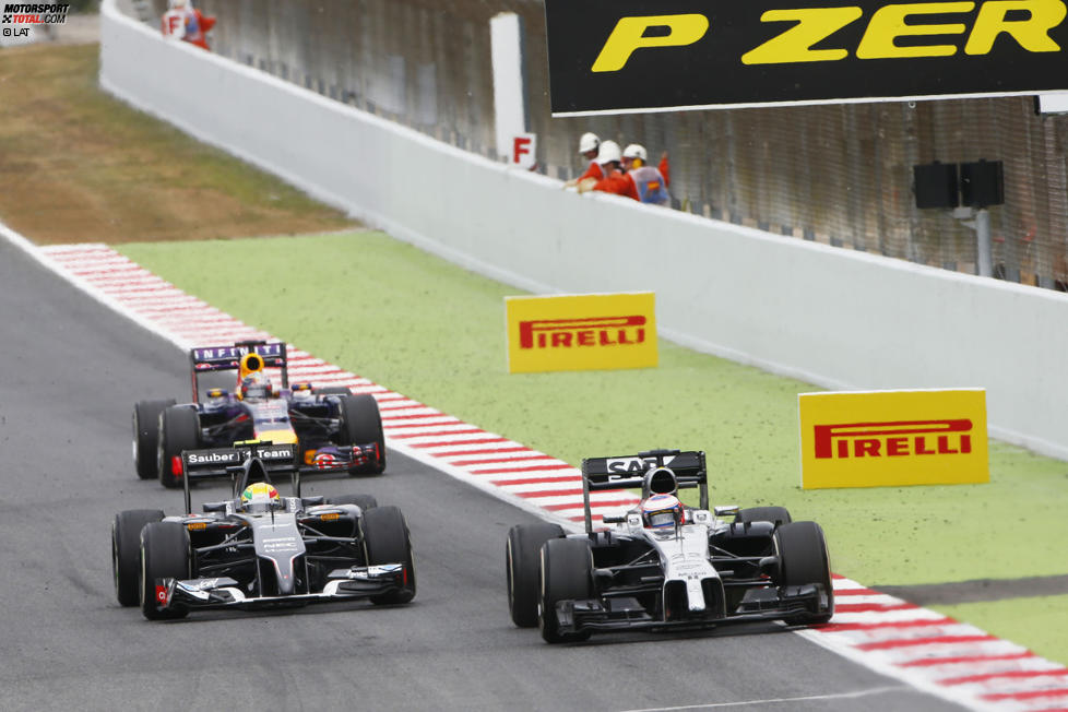 Jenson Button (McLaren), Esteban Gutierrez (Sauber) und Sebastian Vettel (Red Bull) 