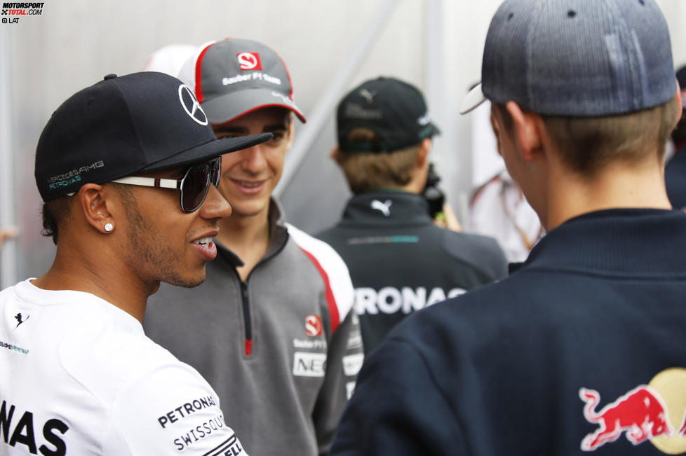 Lewis Hamilton (Mercedes), Esteban Gutierrez (Sauber) und Daniil Kwjat (Toro Rosso) 