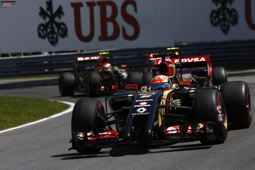 Romain Grosjean (Lotus), Daniil Kwjat (Toro Rosso) und Pastor Maldonado (Lotus) 