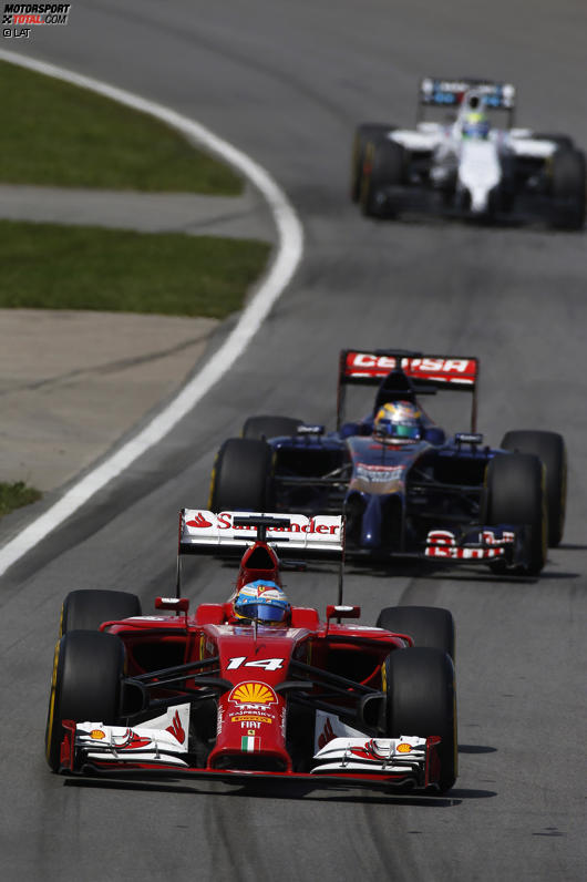 Fernando Alonso (Ferrari), Jean-Eric Vergne (Toro Rosso) und Felipe Massa (Williams) 