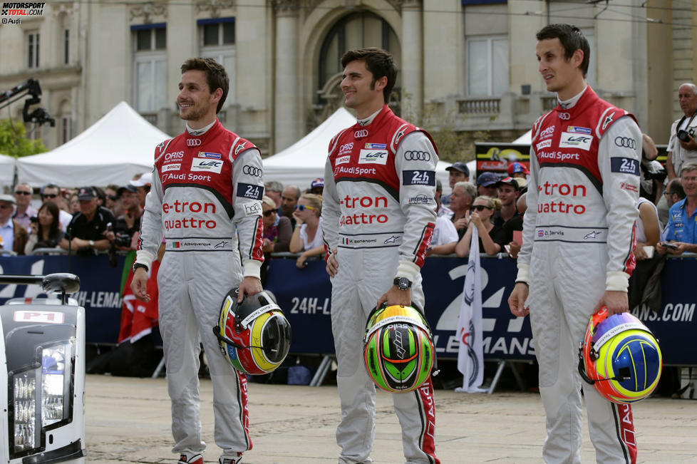 Filipe Albuquerque, Marco Bonanomi und Oliver Jarvis (Audi Sport) 