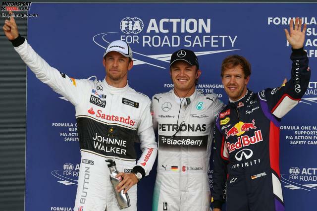 Happy Faces: Jenson Button, Nico Rosberg und Sebastian Vettel haben am Ende gut gezockt.