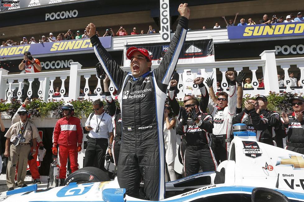 Juan Pablo Montoya gewinnt sein erstes IndyCar-Rennen nach dem Comeback