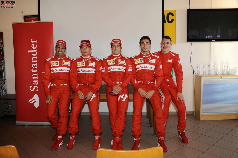 Marc Gene, Kimi Räikkönen (Ferrari), Fernando Alonso (Ferrari) und Jules Bianchi (Marussia) 