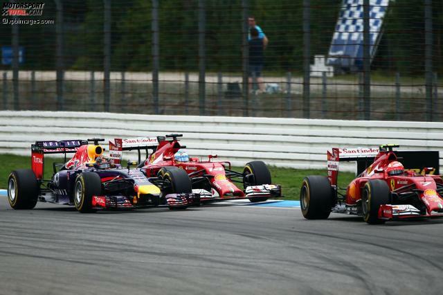 Sebastian Vettel setzte sich in Hockenheim gegen beide Ferrari-Piloten durch