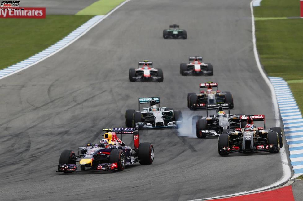 Daniel Ricciardo (Red Bull), Romain Grosjean (Lotus) und Esteban Gutierrez (Sauber) 