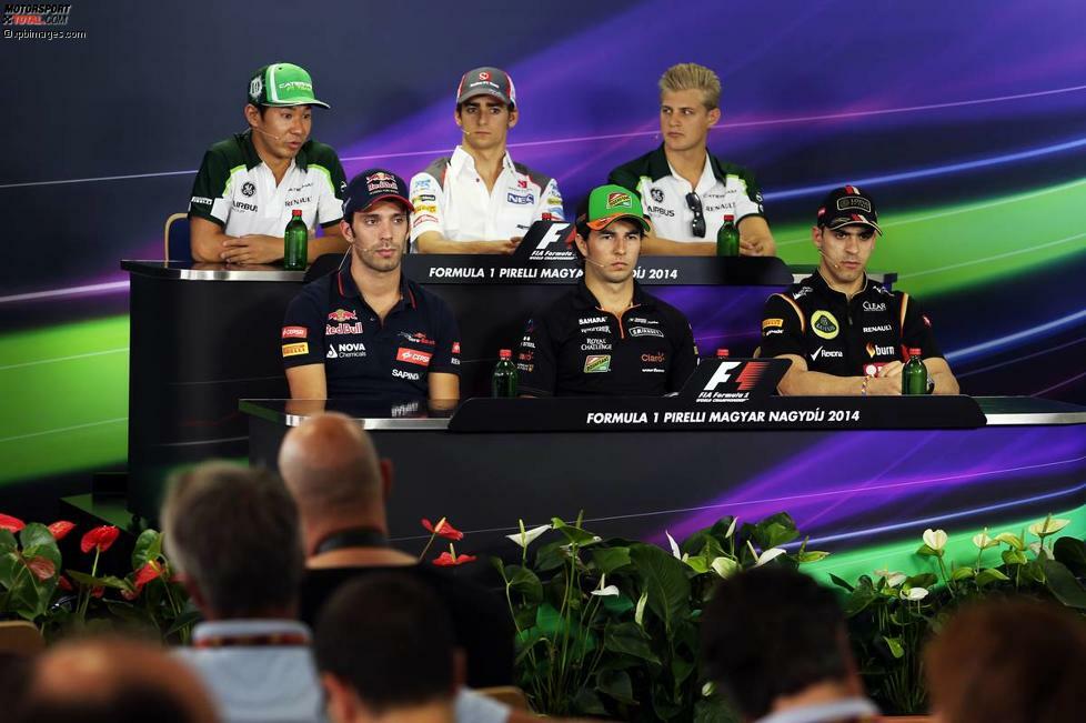 Donnerstags-Pressekonferenz mit Kamui Kobayashi (Caterham), Esteban Gutierrez (Sauber), Marcus Ericsson (Caterham), Jean-Eric Vergne (Toro Rosso), Sergio Perez (Force India) und Pastor Maldonado (Lotus) 