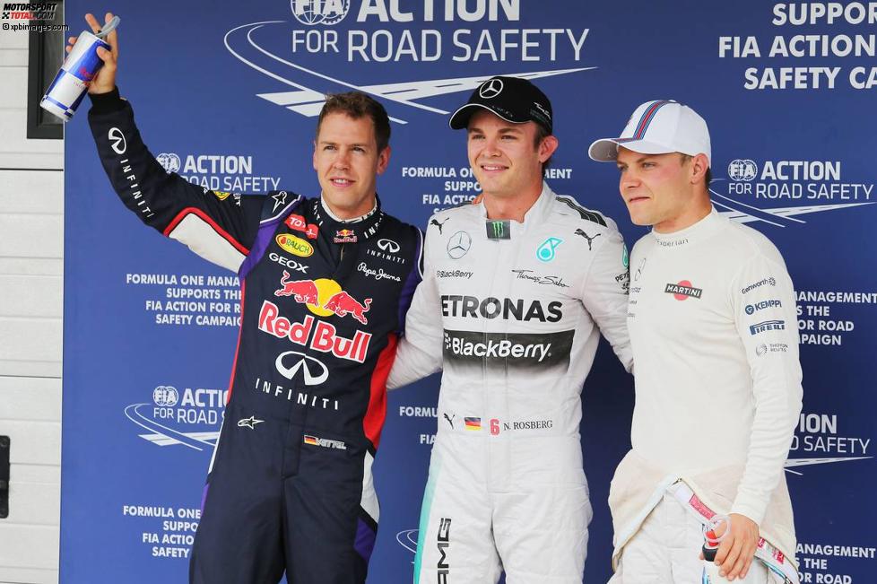 Sebastian Vettel (Red Bull), Nico Rosberg (Mercedes) und Valtteri Bottas (Williams) 