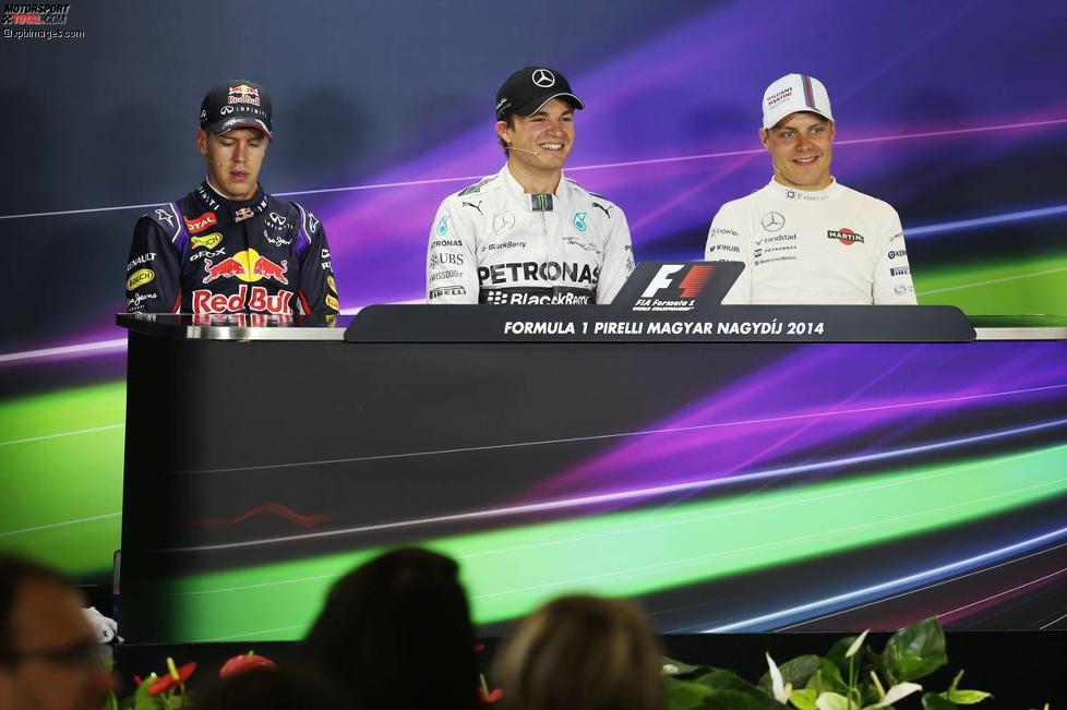 Sebastian Vettel (Red Bull), Nico Rosberg (Mercedes) und Valtteri Bottas (Williams) 