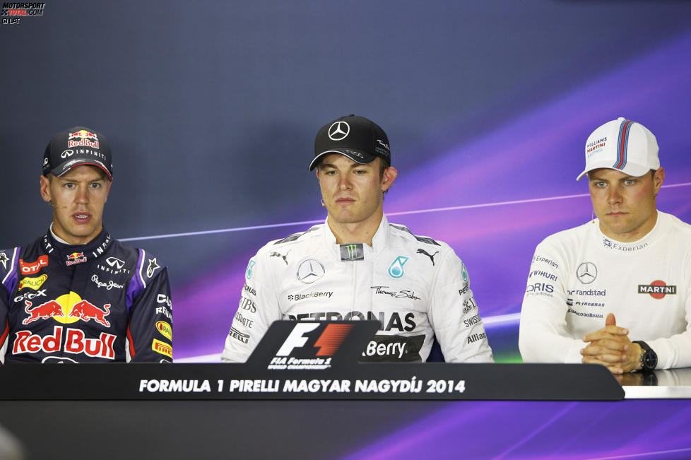 Nico Rosberg (Mercedes), Sebastian Vettel (Red Bull) und Valtteri Bottas (Williams) 