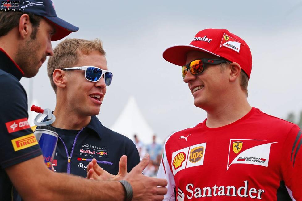 Jean-Eric Vergne (Toro Rosso), Sebastian Vettel (Red Bull) und Kimi Räikkönen (Ferrari) 
