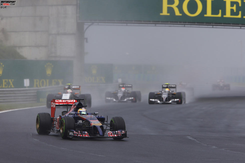 Jean-Eric Vergne (Toro Rosso), Sergio Perez (Force India), Adrian Sutil (Sauber) und Esteban Gutierrez (Sauber) 