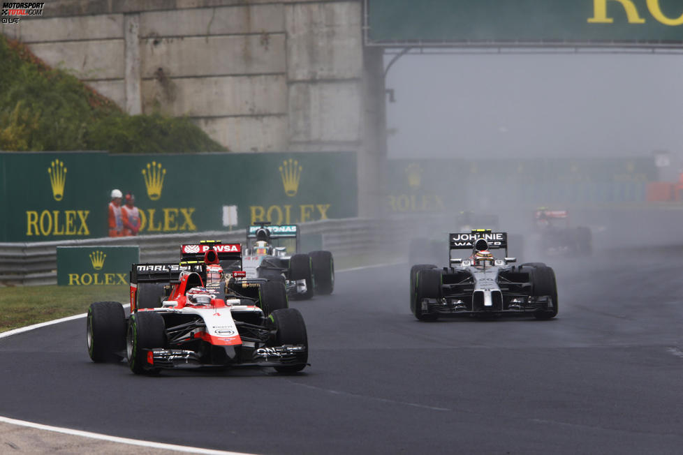 Max Chilton (Marussia), Pastor Maldonado (Lotus) und Kevin Magnussen (McLaren) 